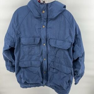 VTG Woolrich Men's Cotton Nylon Solid Blue Winter Coat Full Zip Jacket‎ NO SIZE